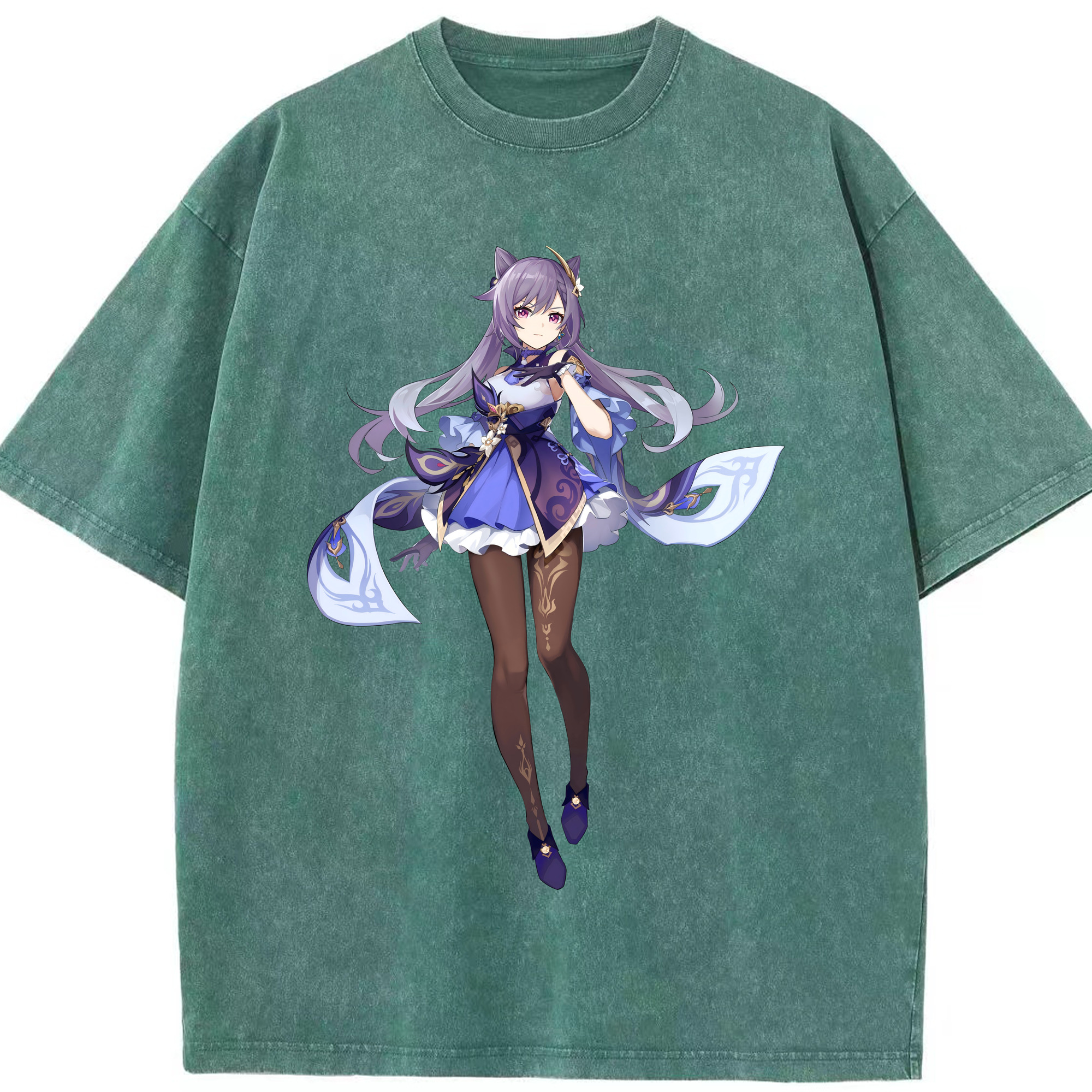 げんし神 刻晴 こくせい genshin Kokusei 綿100% ヴィンテージ風 半袖Tシャツ（フロントプリント）